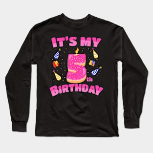 Sweet Donut Its My 5Th Birthday 5 Yrs Old Long Sleeve T-Shirt